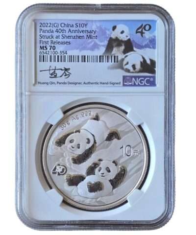 2022 (G) China – Panda 10 Yuan ’40’ 30g Silver Shenzhen Mint MS70 NGC Graded