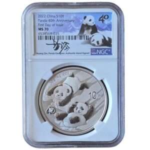 2022 China - Panda 10 Yuan '40' 30g Silver MS70 NGC Graded