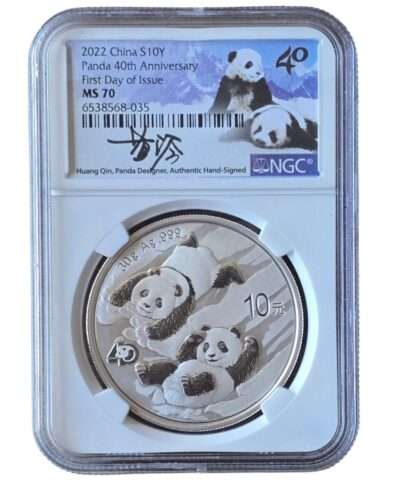 2022 China – Panda 10 Yuan ’40’ 30g Silver MS70 NGC Graded