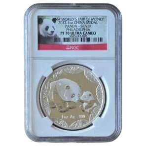 RARE: 2012 China - Panda ANA World's Fair of Money Philadelphia 1 oz Silver Medal PF70 NGC Graded
