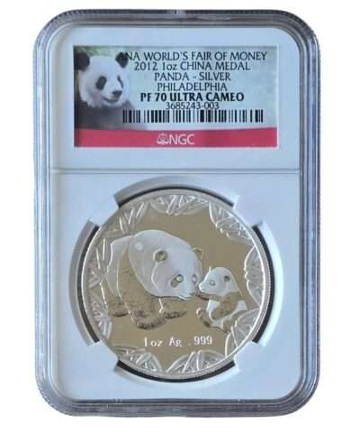 RARE: 2012 China – Panda ANA World’s Fair of Money Philadelphia 1 oz Silver Medal PF70 NGC Graded