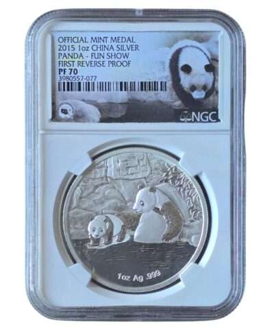 2012 China – Panda Fun Show 1 oz Silver First Reverse Proof Medal PF70 NGC Graded