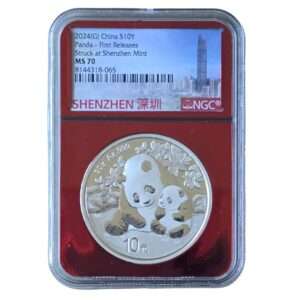 2024 (G) China - Panda 10 Yuan 30g Silver Shenzhen Mint MS70 NGC Graded Special Holder