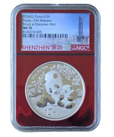 2024 (G) China – Panda 10 Yuan 30g Silver Shenzhen Mint MS70 NGC Graded Special Holder