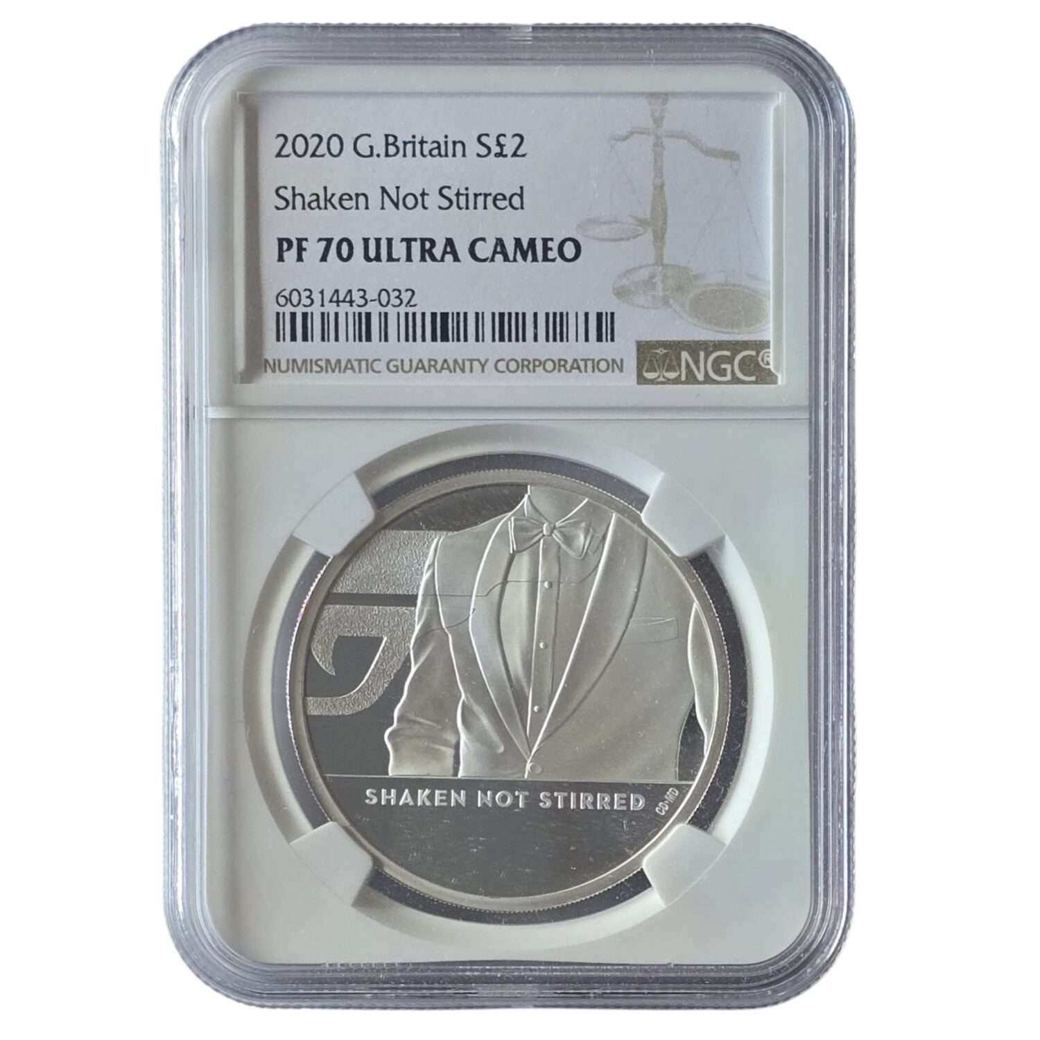 2020 James Bond 03 'Shaken Not Stirred' 1 Oz Silver Proof PF70 Ultra Cameo