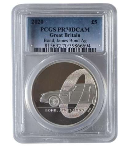2020 James Bond 01 ‘Bond, James Bond’ 2 Oz Silver Proof PR70DCAM