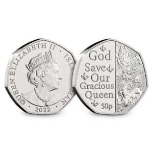 2022 Isle of Man God Save Our Gracious Queen 50p BU Coin in Capsule