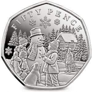 2024 Guernsey 'Snowman with Children' Christmas 50p BU Coin in Capsule