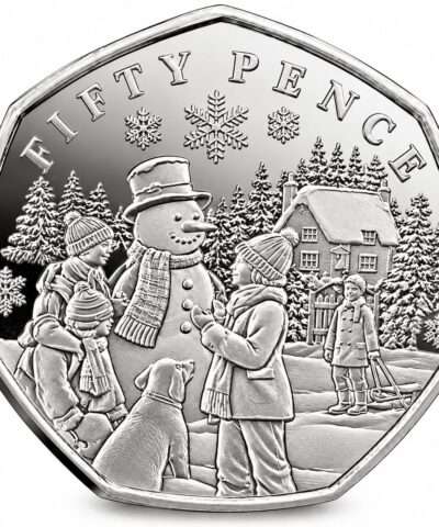 2024 Guernsey ‘Snowman with Children’ Christmas 50p BU Coin in Capsule