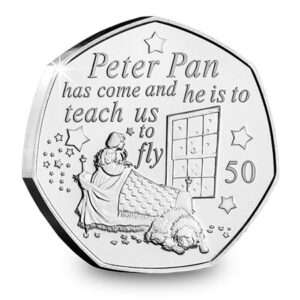 2019 Isle of Man Peter Pan 'Teach us to fly' 50p BU Coin in Capule