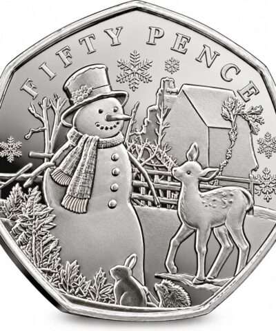 2024 Guernsey ‘Snowman with Bambi’ Christmas 50p BU Coin in Capsule