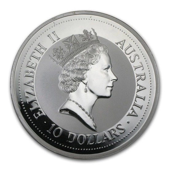 VAT FREE: 1992 Australia 10 oz Kookaburra BU Bullion