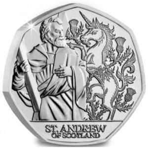 2024 Jersey Patron Saints St. Andrew of Scotland 50p BU Coin in Capsule