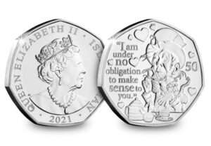 2021 Isle of Man Alice in Wonderland 'I am under no obligation' 50p BU Coin in Capsule