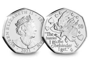 2021 Isle of Man Alice in Wonderland 'The Hurrier I go' 50p BU Coin in Capsule