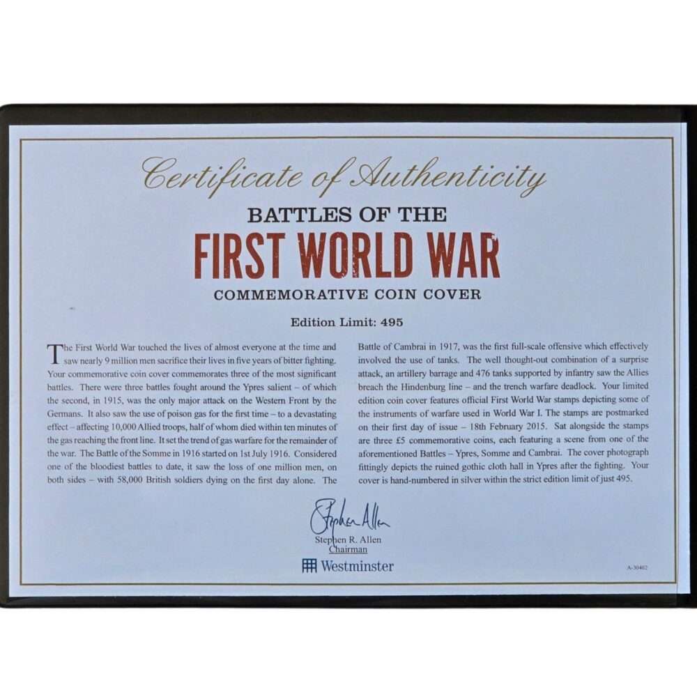 2014 - 2015 Gibraltar Battles of the First World War 3-Coin Premium Cover PNC