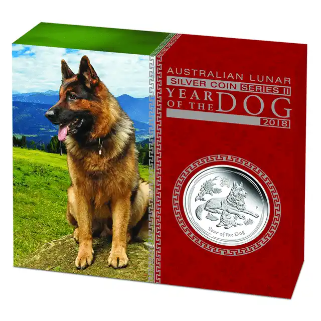 VAT Free: 2018 Series II - Year of the Dog Perth Mint Lunar 1 oz Silver Proof Coin in Box with COA - Image 4
