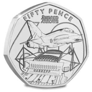 2024 Jersey Red Arrows over Cardiff 50p BU Coin in Capsule