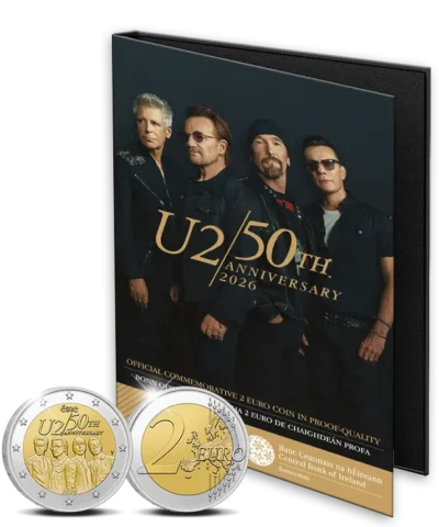 2026 Ireland 50th Anniversary of U2 Proof 2 Euro in Pack