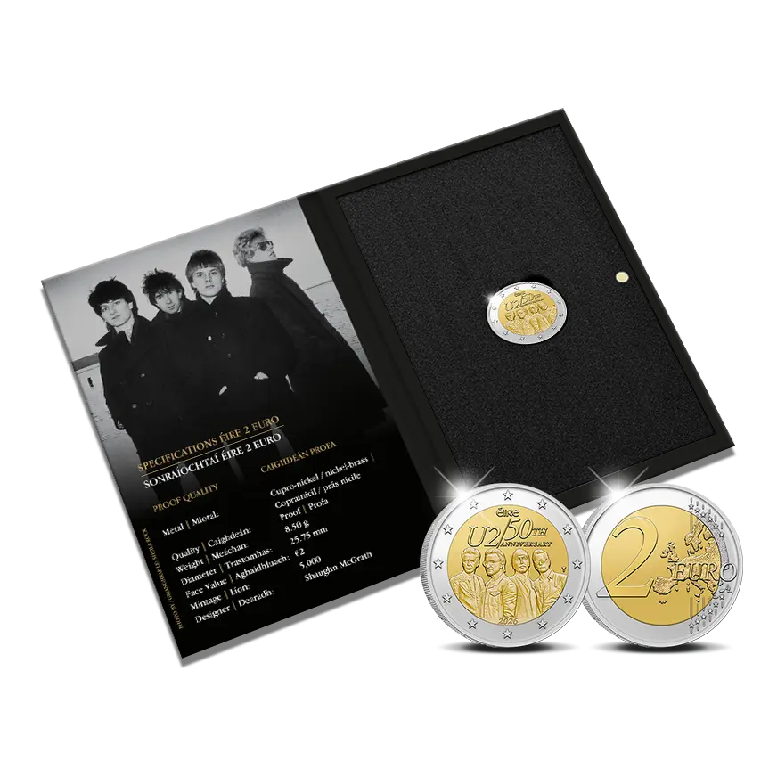 2026 Ireland 50th Anniversary of U2 Proof 2 Euro in Pack
